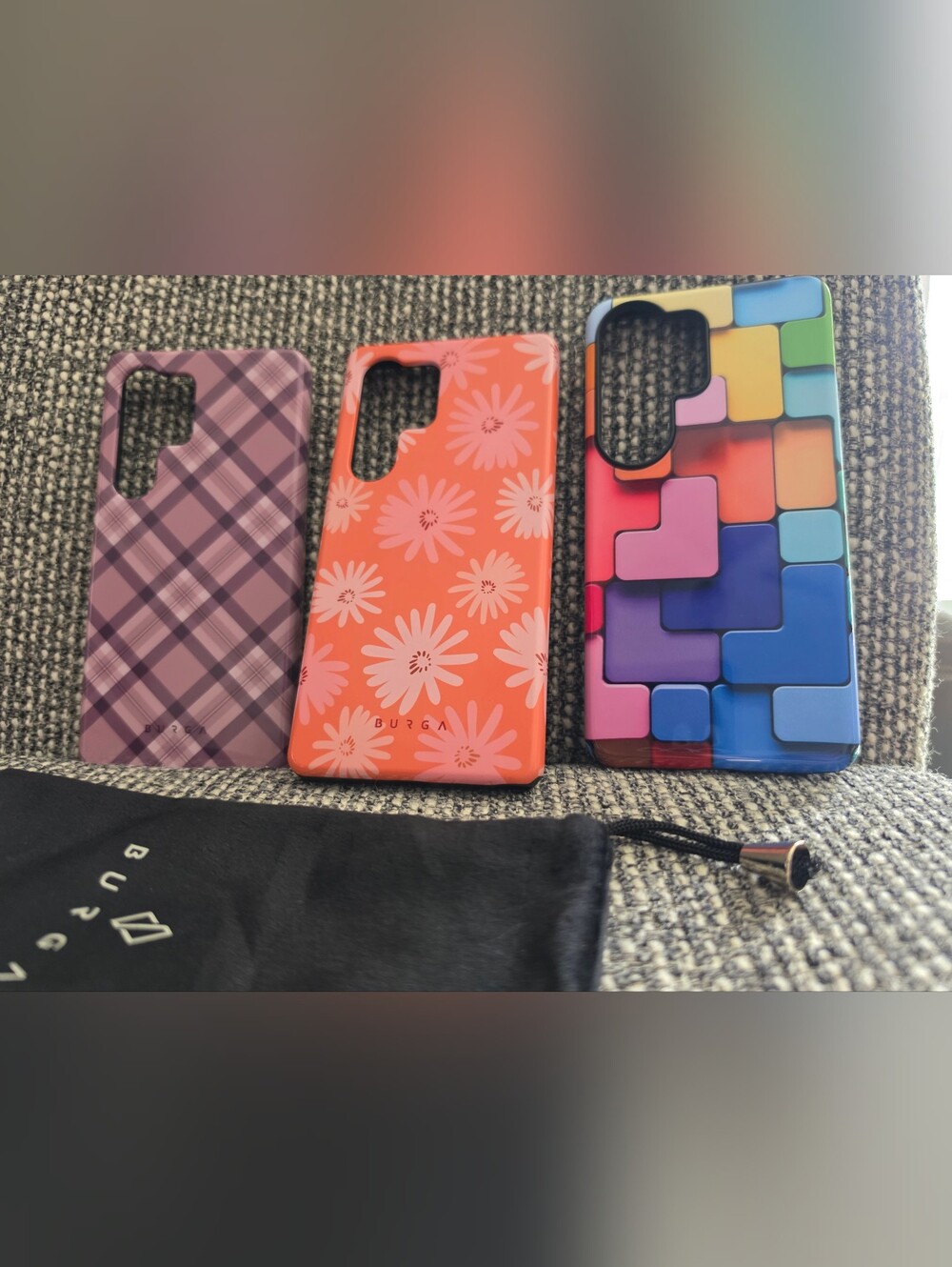 BURGA Coral Floral Phone Case - Orange with Pink Flowers